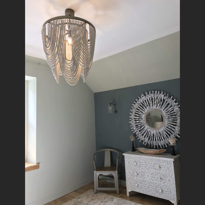 Celeste White Wood Bead Chandelier