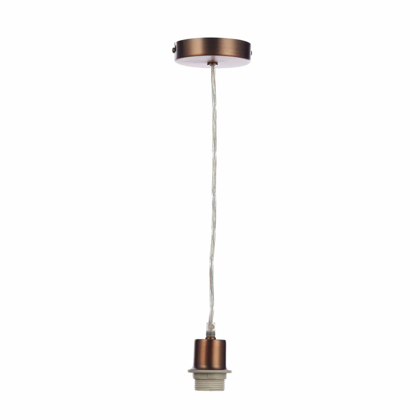 Single E27 Aged Copper Pendant Lampholder With Clear Cable