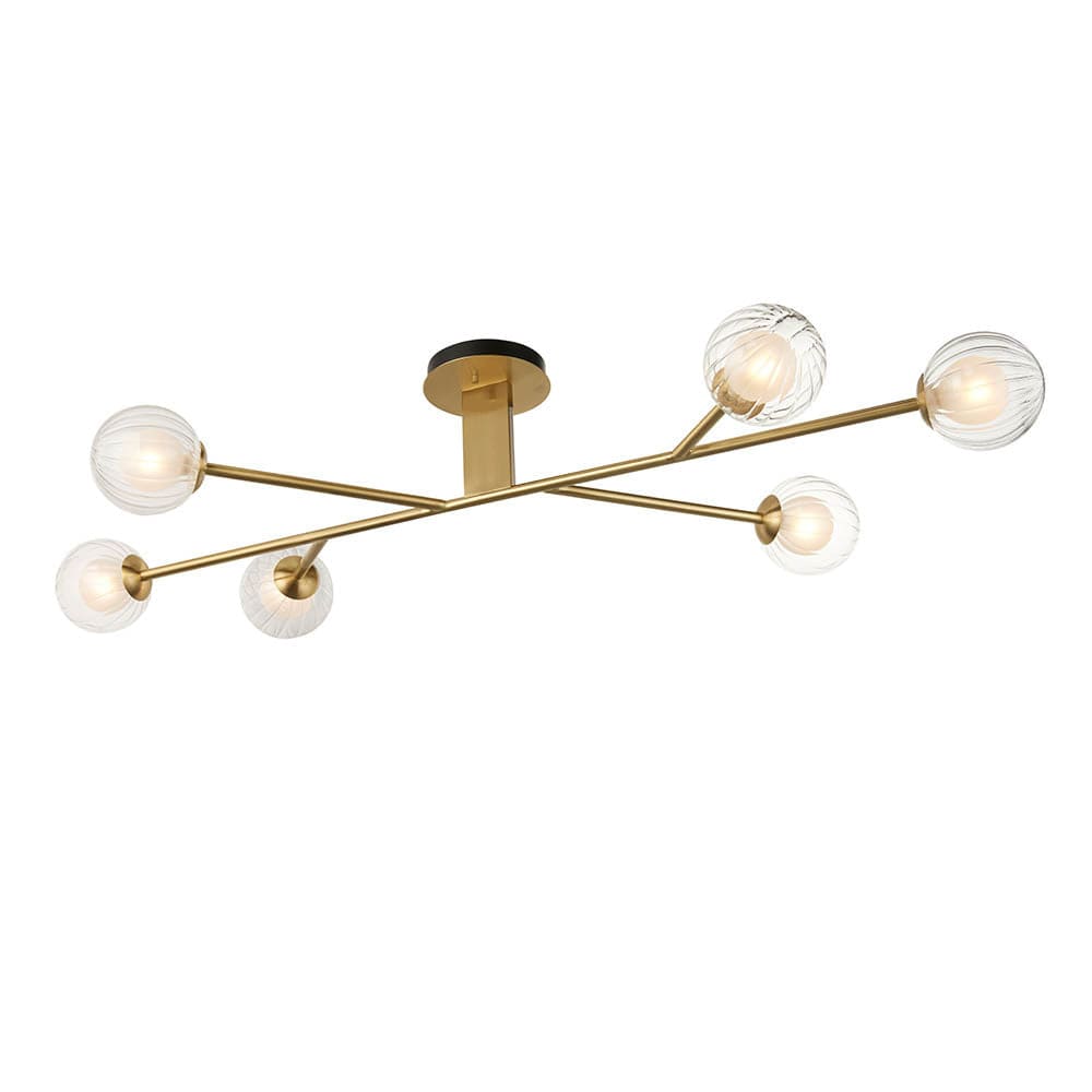 Cocos 6 Light Satin Brass Semi Flush Ceiling Light