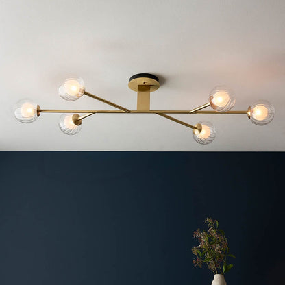 Cocos 6 Light Satin Brass Semi Flush Ceiling Light