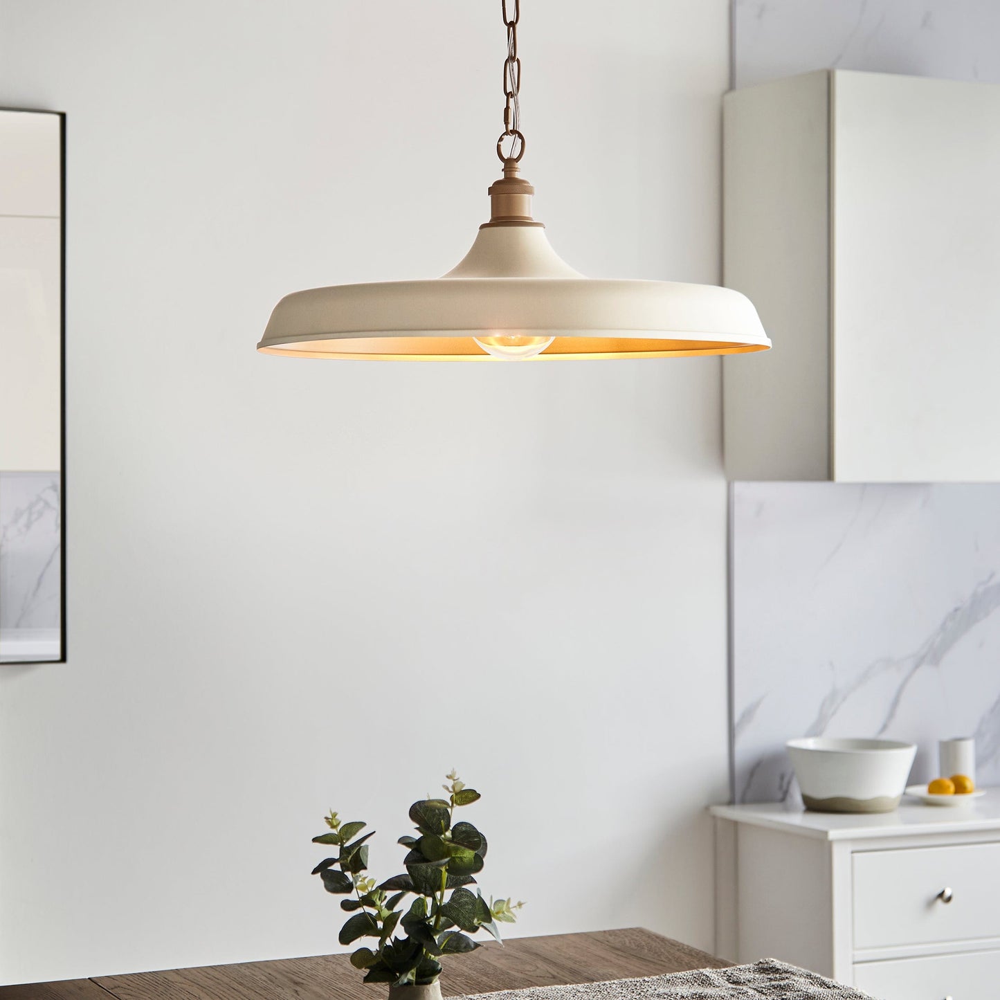 Tromso Matt White & Satin Gold Pendant