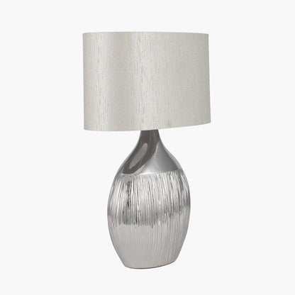 Silver Scratched Ceramic Table Lamp