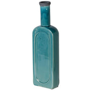 A large turquoise bottle-shaped vase with a smooth finish.