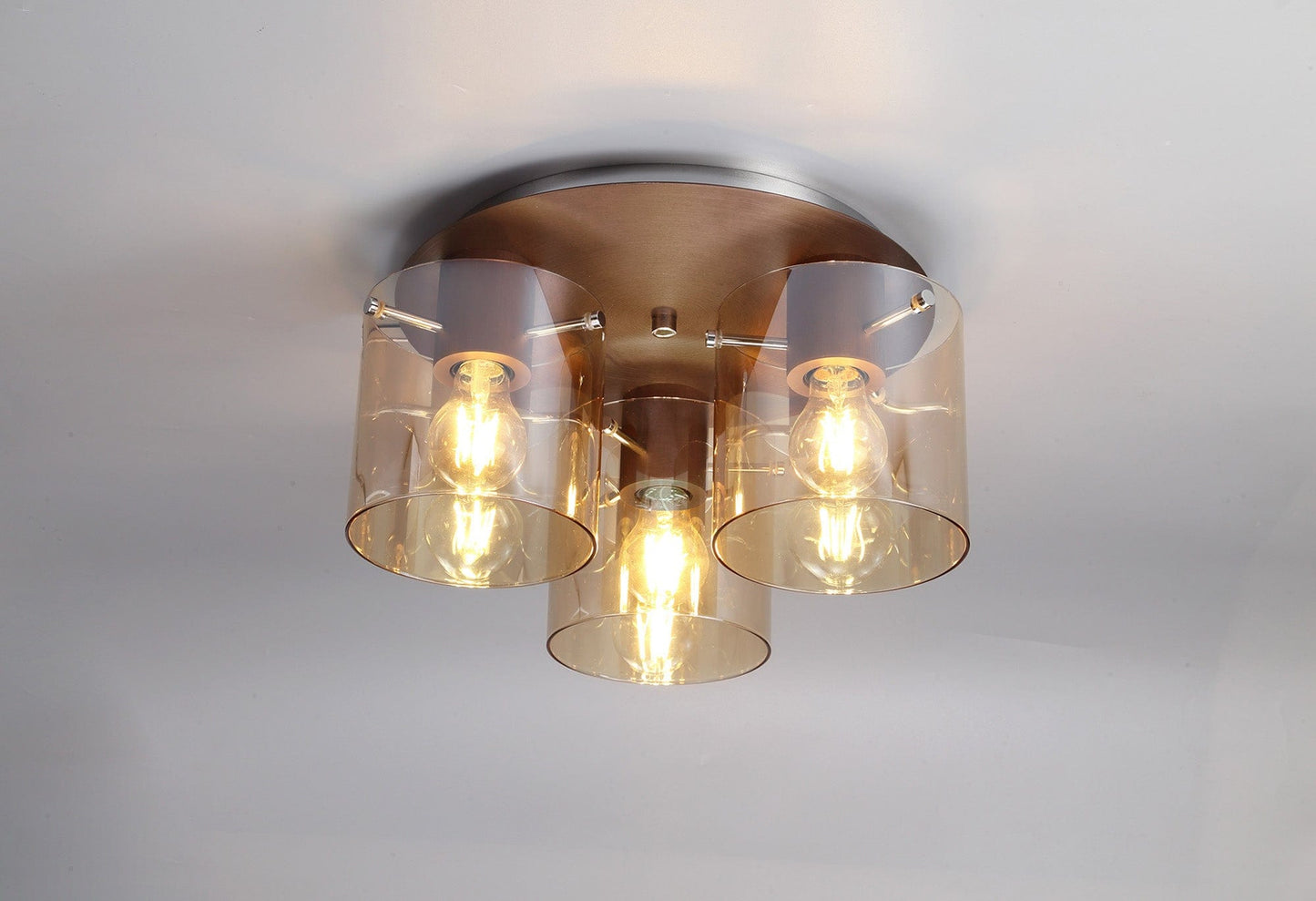 Moonlight Round 3 Light Mocha Flush Ceiling Light