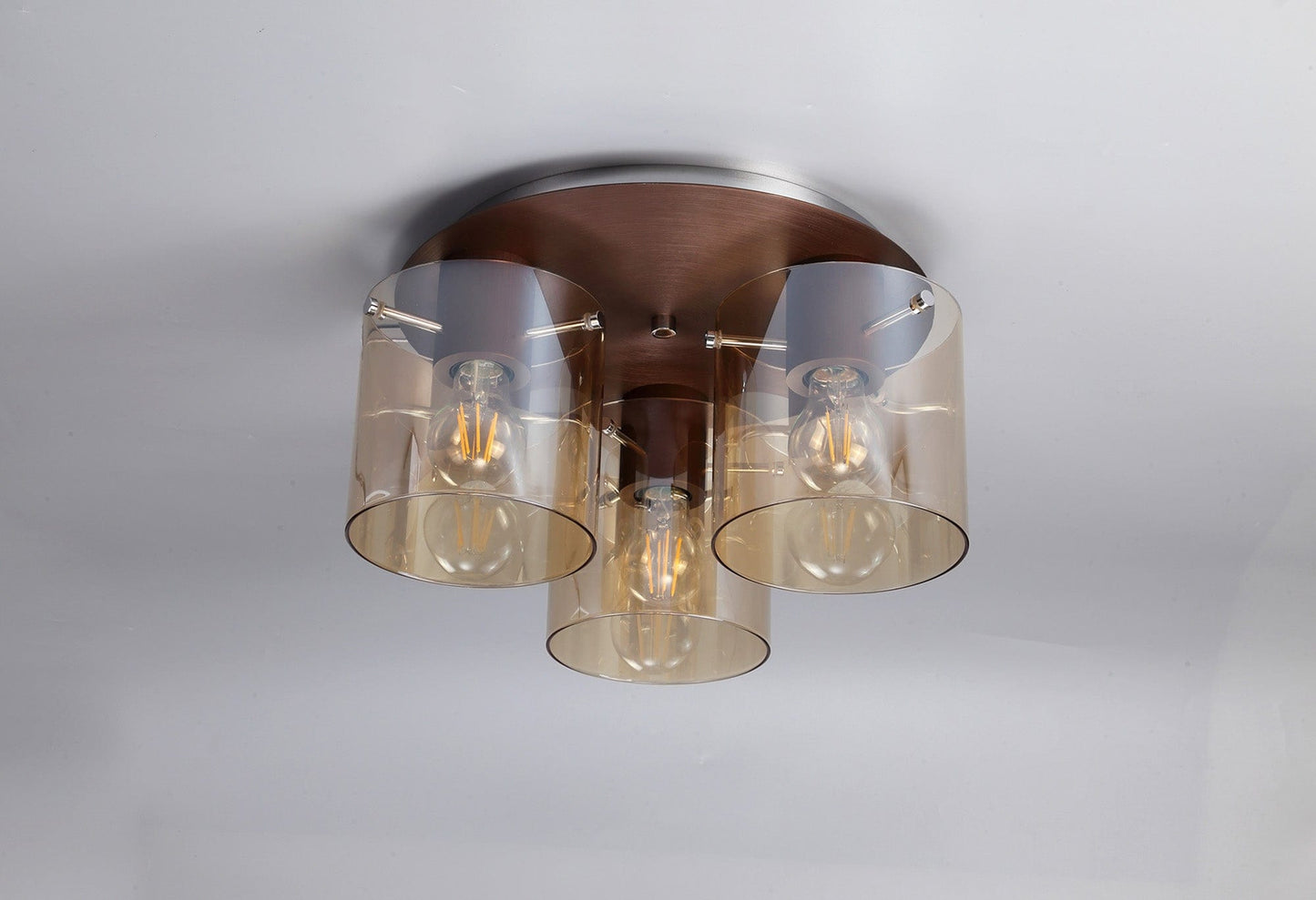 Moonlight Round 3 Light Mocha Flush Ceiling Light