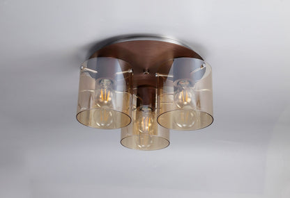 Moonlight Round 3 Light Mocha Flush Ceiling Light