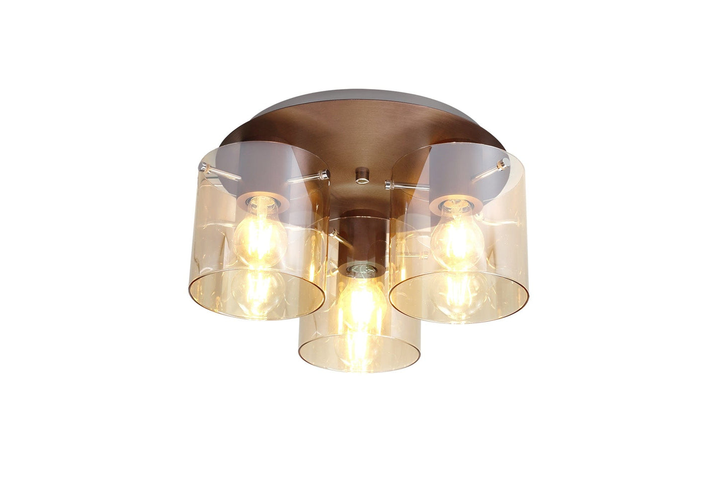 Moonlight Round 3 Light Mocha Flush Ceiling Light