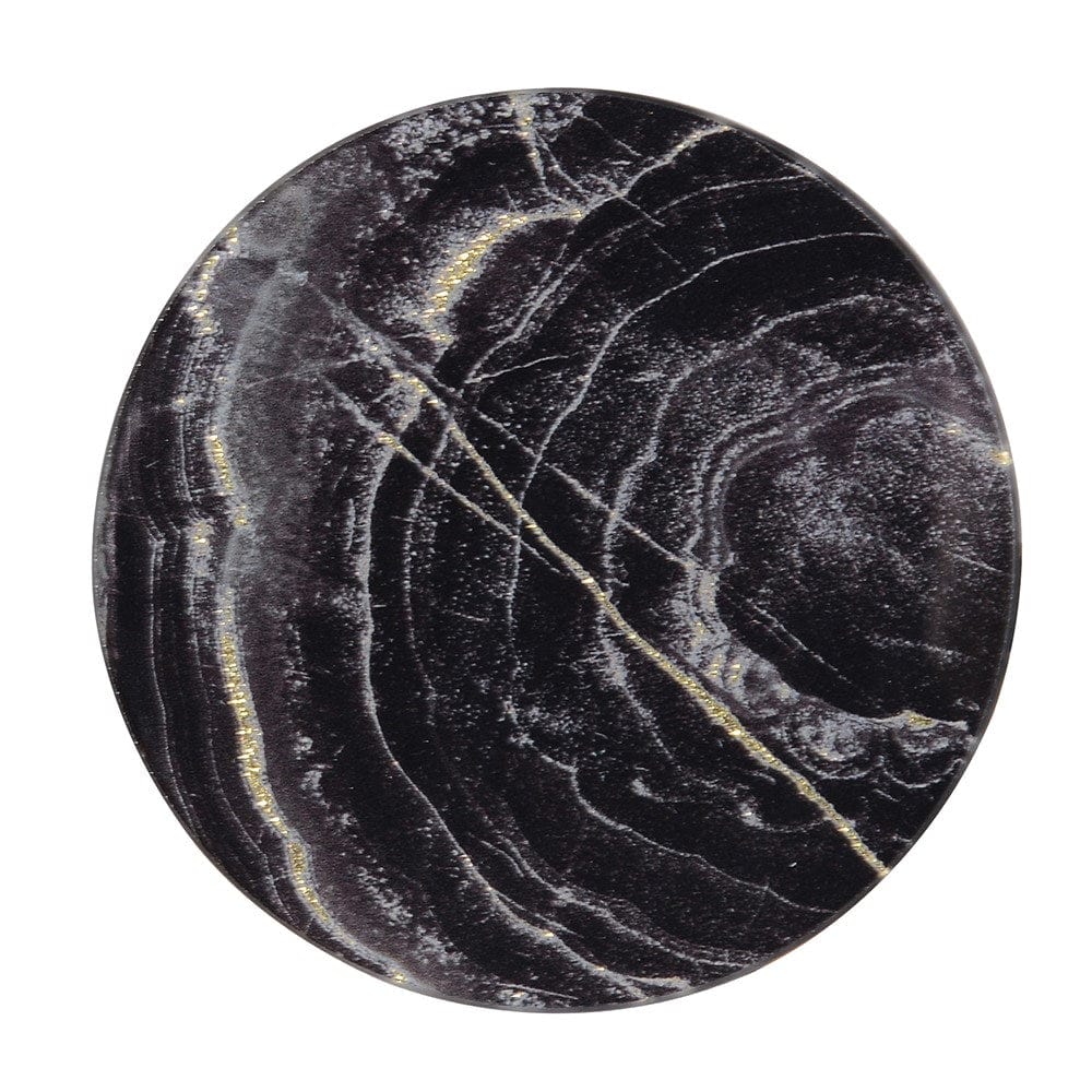 Set of 4 Marble Effect Black Glass Coasters