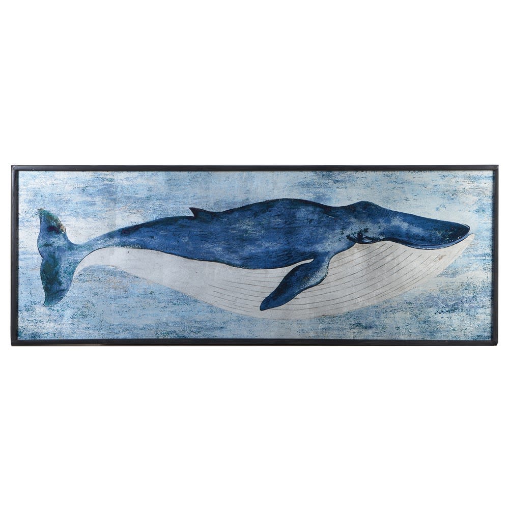 Whale Picture in a black frame on a white background