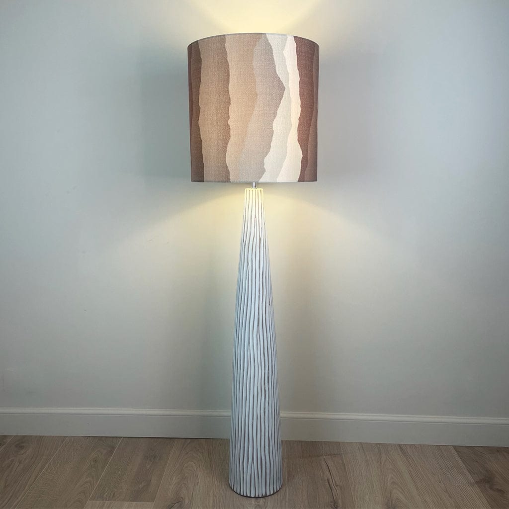 White Wood Effect Floor Lamp with Andes Clay Shade