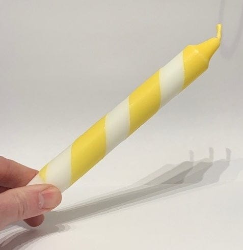 White & Yellow Stripe Candle