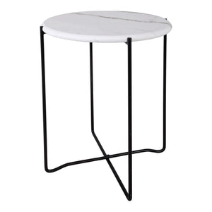 Azzate Round Rolled Edge Side Table White Marble