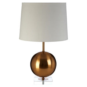 Orb Table Lamp Crystal/Gold/White with Shade