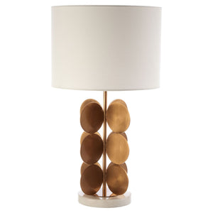 Coin Table Lamp Gold/White with Shade