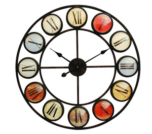 Smarty Iron Clock Roman Numerals with Coloured Domed Glass