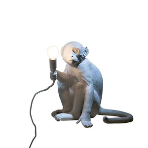 White Sitting Monkey Table Lamp