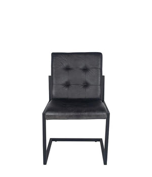 Steel Grey Leather & Iron Chair