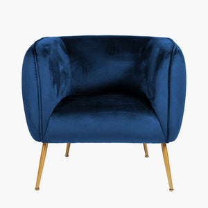 Lucca Sapphire Blue Velvet Chair with Gold Legs