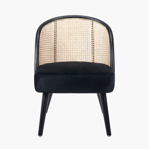 Genoa Black Velvet & Natural Rattan Chair
