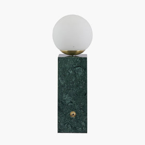 Emile Orb Glass Shade and Green Marble Table Lamp