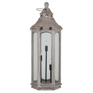 Antique Wood Grey Floor Lamp Lantern