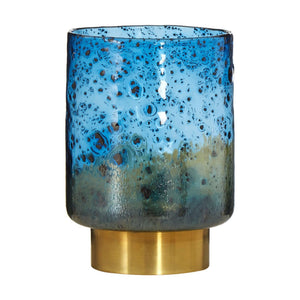Aqua Small Bubble Effect Vase Blue/Gold