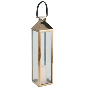 Shiny Gold & Glass Medium Lantern