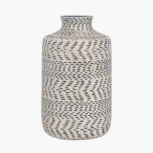 Atouk Textured Natural and Black Stoneware Vase