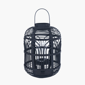 Black Bamboo & Glass Lantern