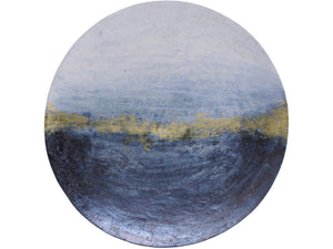 Blue & Gold Abstract Iron Wall Disc Large
