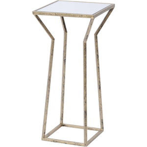 Brushed Gold Side Table With Mirrored Top