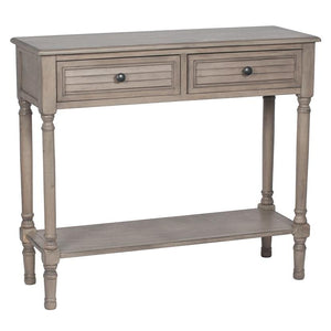 Taupe Pine Wood 2 Drawer Console With Shelf
