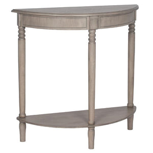 Taupe Pine Wood Half Moon Console Table