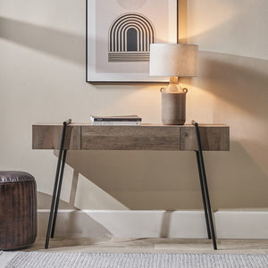 Osato Light Brown & Black 1 Drawer Console Table