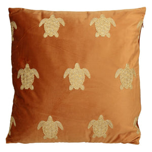 Terracotta Velvet Turtle Cushion with filler 45x45cm
