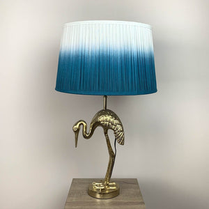 Daurian Shiny Gold Table Lamp with Ombre Blue Scallop Shade