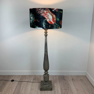 Grey Mango Wood Floor Lamp with Jardin De Nuit Shade