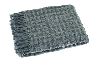Storm Blue Waffle Cotton Throw