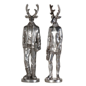 Silver Mr. & Mrs. Deer Set