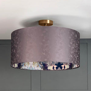 Electrified Opal Heather with Mairi Helena Hebridean Homeland Wallpaper Lining Lampshade