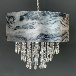 Elen Pendant with Marble Black and Silver Shade