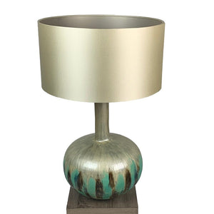 Kiri Enamel Azurite Finish Glass Table Lamp with Shallow Shade