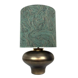 Rugari Enamel Black Onyx Finish Glass Table Lamp with Moods 4 Jade Green Black and Gold Marble Shade