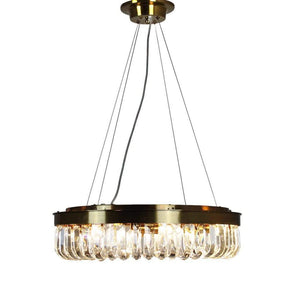 Strauss 8 Light Antique Gold & Clear Crystal Pendant