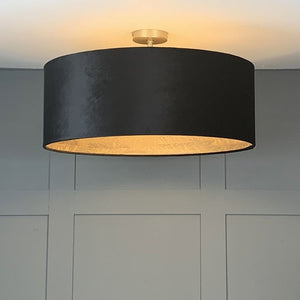 Black Coal Electrified Shade lined with Feathered Gold Wallpaper