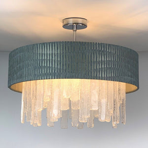Lucerne Hand Cut Glass Ceiling Flush and Giotto Moonlight Shade
