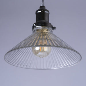 Fairfield Chrome Pendant with Ribbed Glass