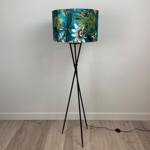 Black Brondby Floor Lamp with Passiflora Kingfisher Shade