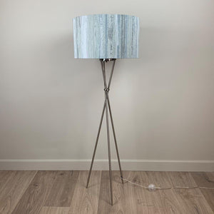 Brushed Steel Brondby Floor Lamp with Seascape Polar Shade