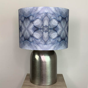Kochi Antique Silver Table Lamp with Julia Clare's Underworld Ripples Linen in Ink Lampshade